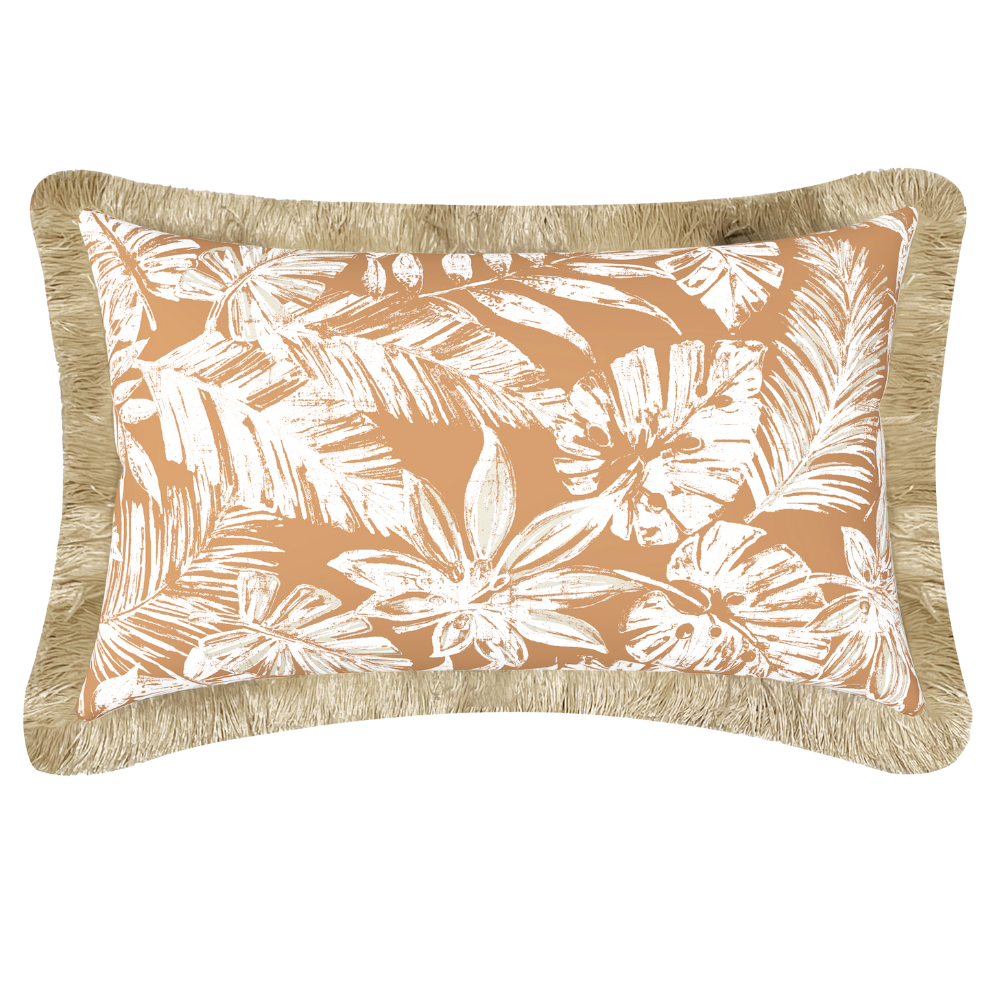 Tahiti Clay Escape - 30x50cm Fringed Outdoor Cushion