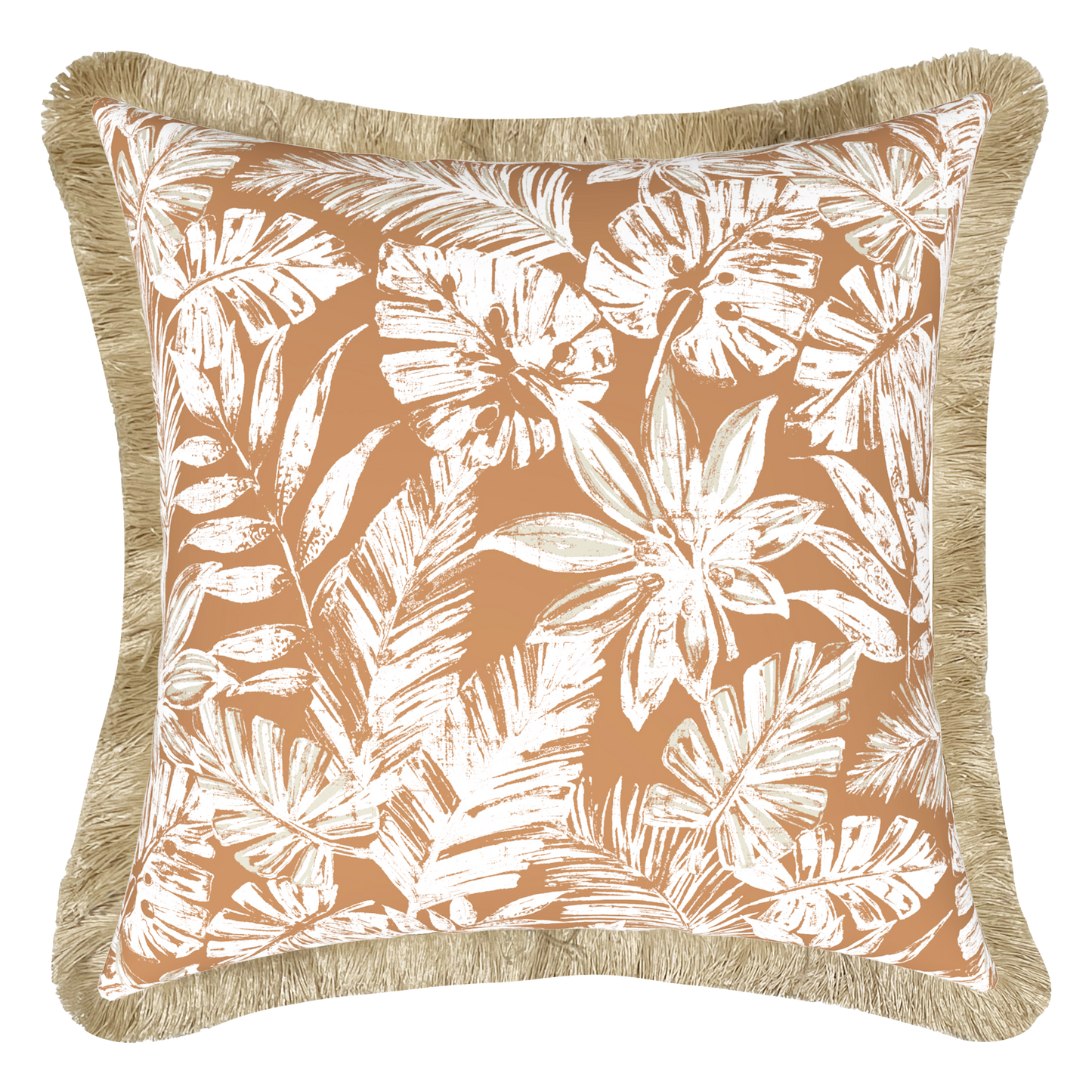 Tahiti Clay Escape - 50x50cm Fringed Outdoor Cushion