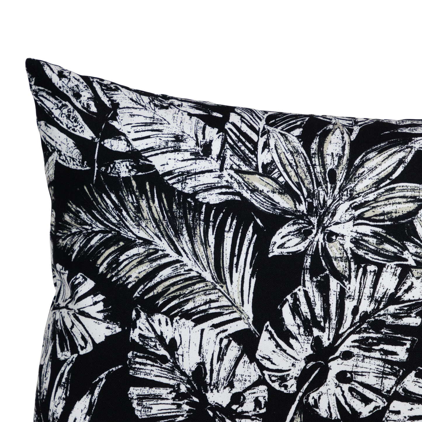 50x50cm black leaf print outdoor cushion