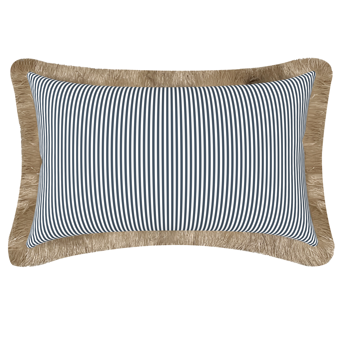 Tahiti Marine Stripe - 30x50cm Fringed Outdoor Cushion