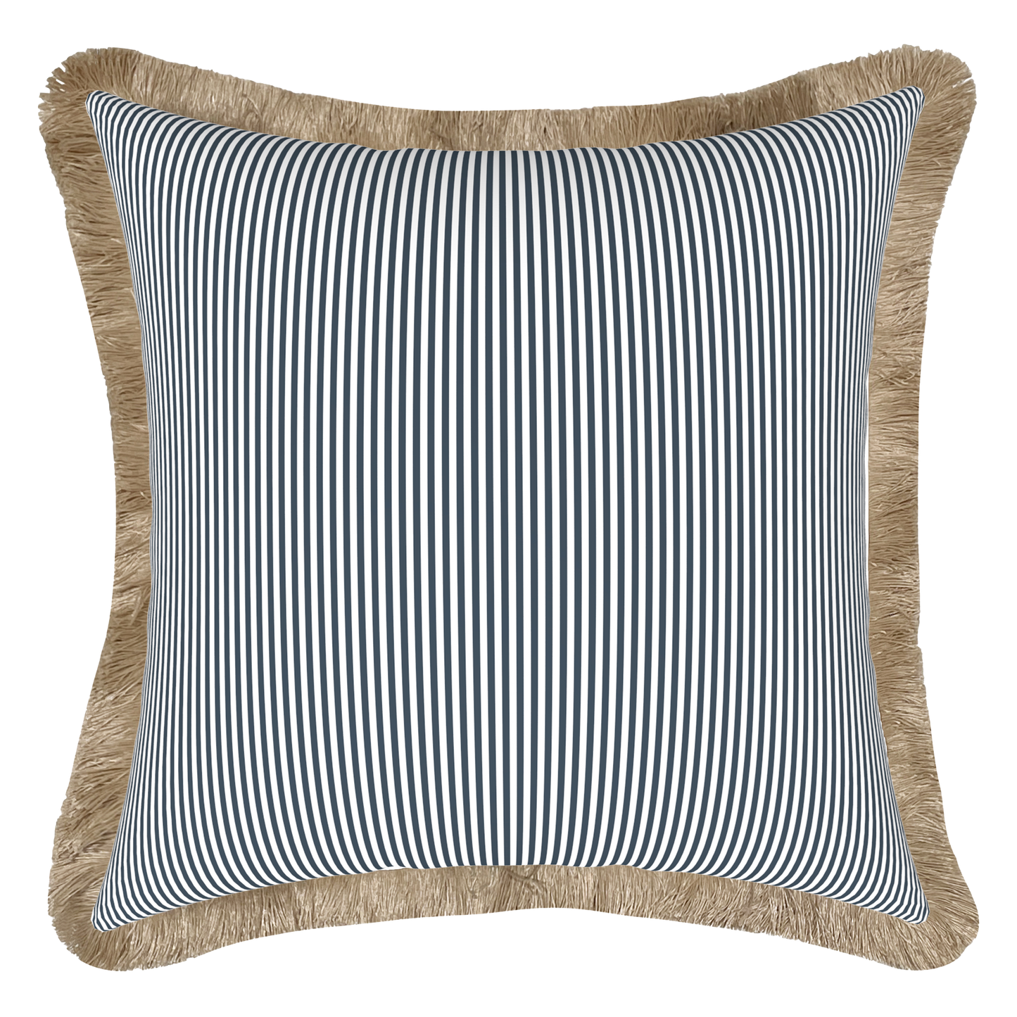 Tahiti Marine Stripe - 50x50cm Fringed Outdoor Cushion