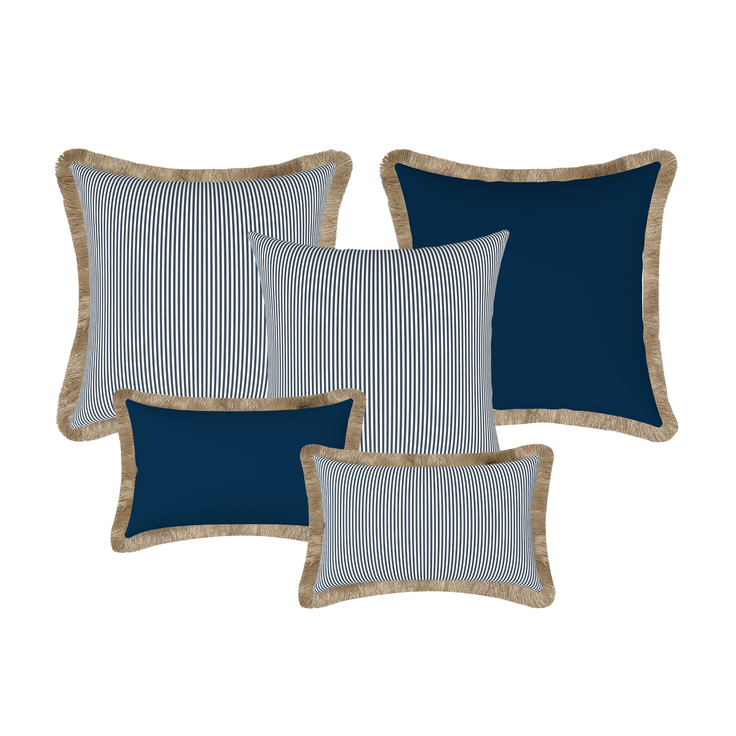 Tahiti Outdoor Cushions Stylist Selection - Marine Stripe with Navy