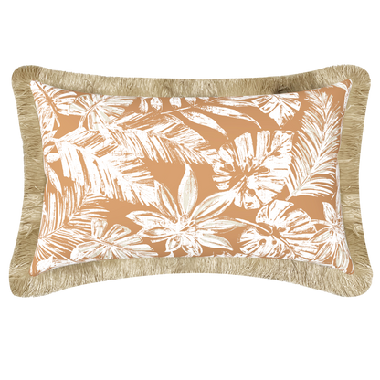 Tahiti Clay Escape - 30x50cm Fringed Outdoor Cushion