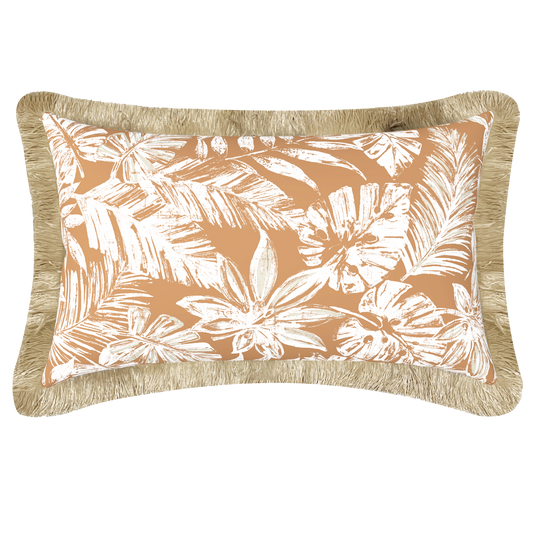 Tahiti Clay Escape - 30x50cm Fringed Outdoor Cushion
