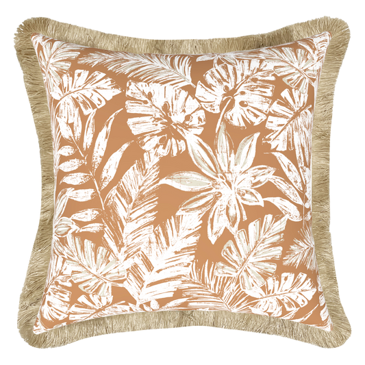 Tahiti Clay Escape - 50x50cm Fringed Outdoor Cushion