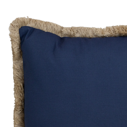 Tahiti Navy - 50x50cm Fringed Outdoor Cushion