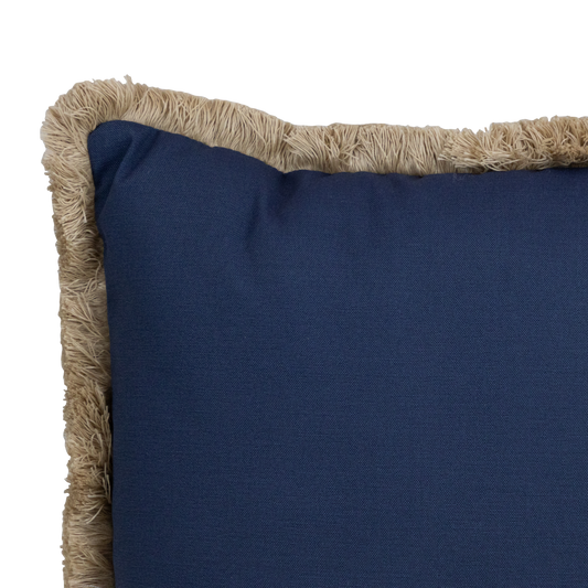 Tahiti Navy - 50x50cm Fringed Outdoor Cushion