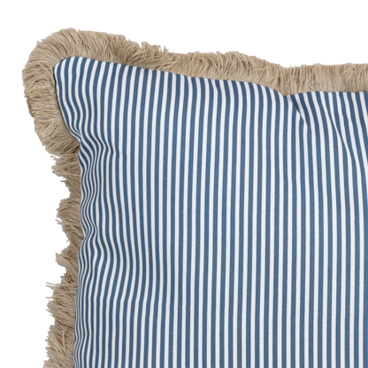 Tahiti Marine Stripe - 50x50cm Fringed Outdoor Cushion