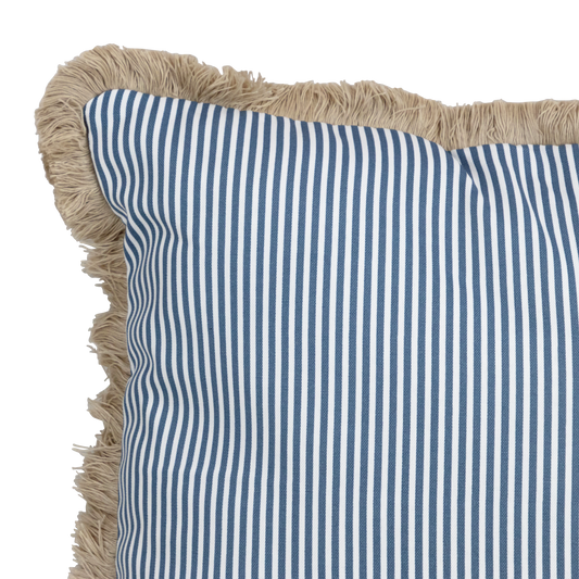 Tahiti Marine Stripe - 30x50cm Fringed Outdoor Cushion