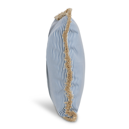 Tahiti Marine Stripe - 50x50cm Fringed Outdoor Cushion