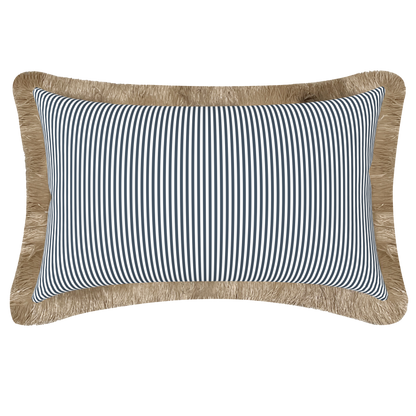 Tahiti Marine Stripe - 30x50cm Fringed Outdoor Cushion