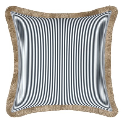 Tahiti Marine Stripe - 50x50cm Fringed Outdoor Cushion