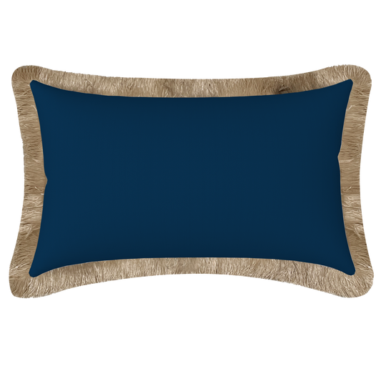 Tahiti Navy - 30x50cm Fringed Outdoor Cushion