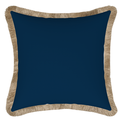 Tahiti Navy - 50x50cm Fringed Outdoor Cushion