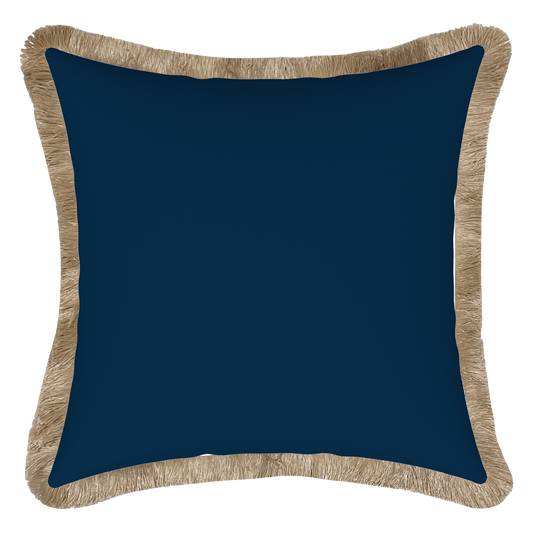 Tahiti Navy - 50x50cm Fringed Outdoor Cushion